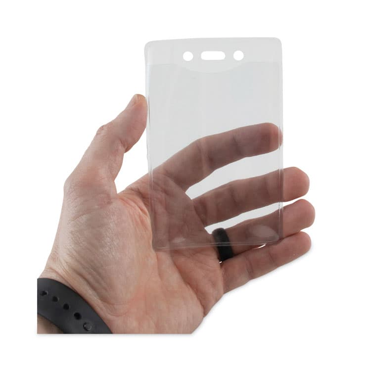 ADVANTUS CORPORATION Security ID Badge Holders, Vertical, Pre-Punched for Chain/Clip, Clear, 2.63" x 4.38" Holder, 2.38" x 3.75" Insert, 50/Box (AVT75419) thumbnail 3