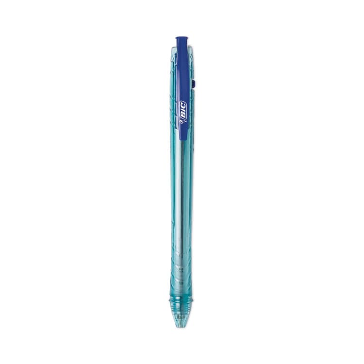 BIC CORP. ReVolution Ocean Bound Ballpoint Pen, Retractable, Medium 1 mm, Blue Ink, Translucent Blue Barrel, Dozen (BICBPRR11BE)