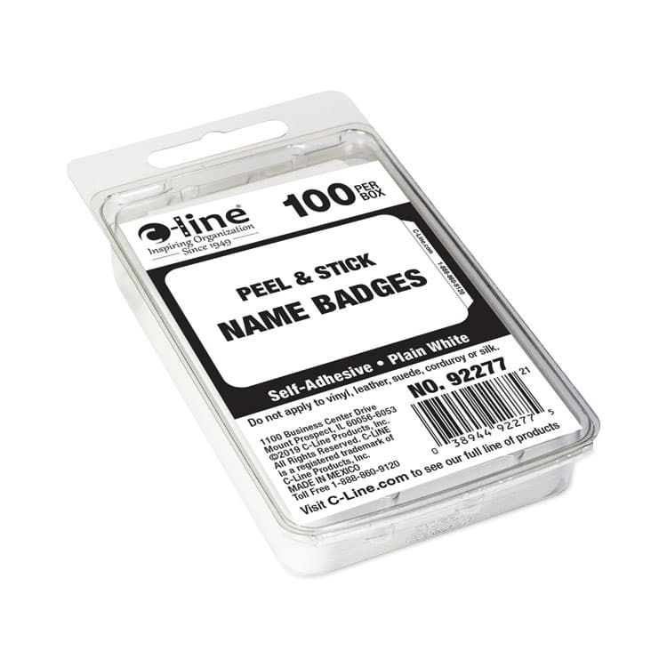 C-LINE PRODUCTS, Self-Adhesive Name Badges, 3.5 x 2.25, White, 100/Box (CLI92277) thumbnail 2
