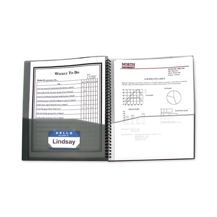C-LINE PRODUCTS, Eight-Pocket Portfolio, Polypropylene, 8.5 x 11, Smoke/Smoke (CLI33081)
