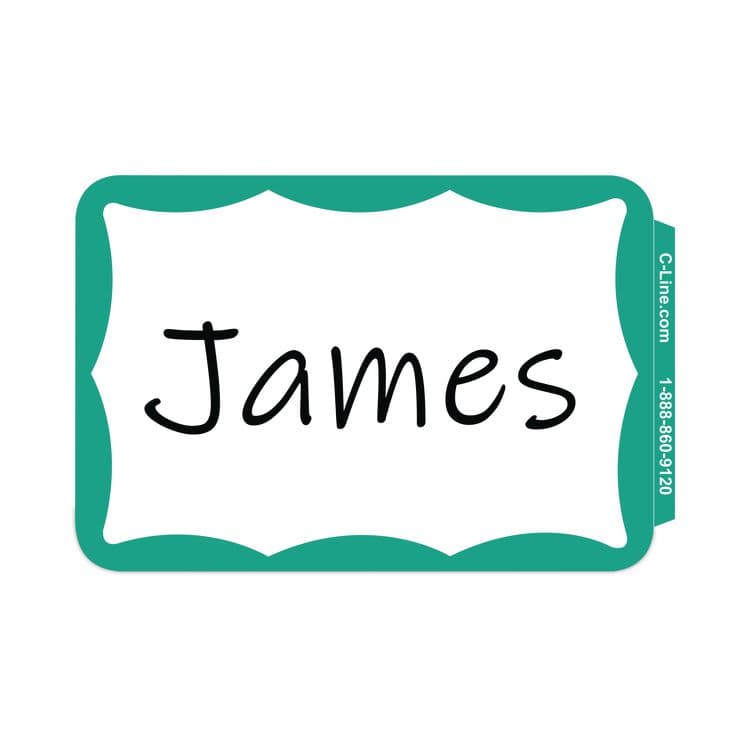 C-LINE PRODUCTS, Self-Adhesive Name Badges, 3.5 x 2.25, Green, 100/Box (CLI92263)
