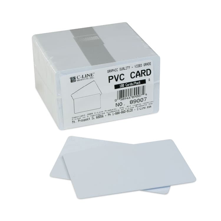 C-LINE PRODUCTS, PVC ID Badge Card, 3.38 x 2.13, White, 100/Pack (CLI89007) thumbnail 3
