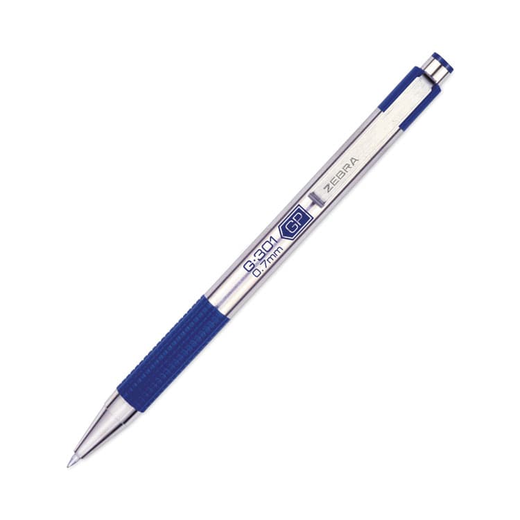 ZEBRA PEN CORP. G-301 Gel Pen, Retractable, Medium 0.7 mm, Blue Ink, Stainless Steel/Blue Barrel, 2/Pack (ZEB41322) thumbnail 3
