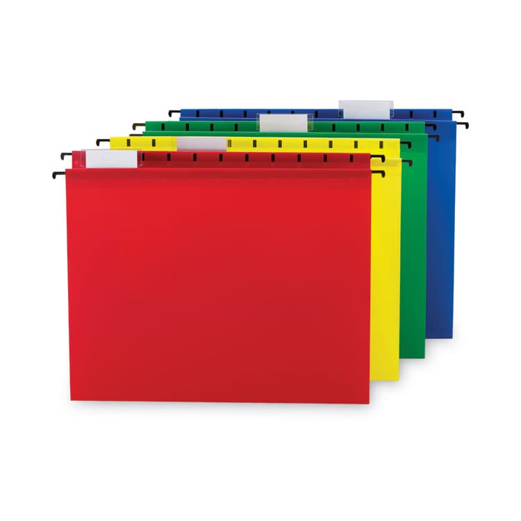 SMEAD MANUFACTURING CO. Poly Hanging Folders, Letter Size, 1/5-Cut Tabs, Assorted Colors, 12/Pack (SMD64026)