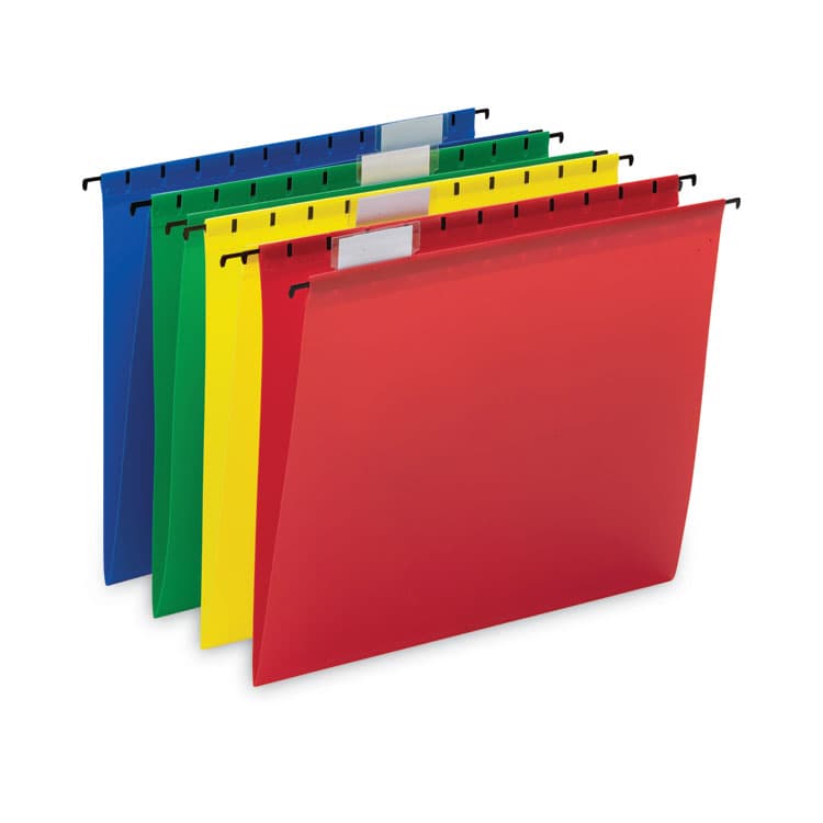 SMEAD MANUFACTURING CO. Poly Hanging Folders, Letter Size, 1/5-Cut Tabs, Assorted Colors, 12/Pack (SMD64026) thumbnail 2