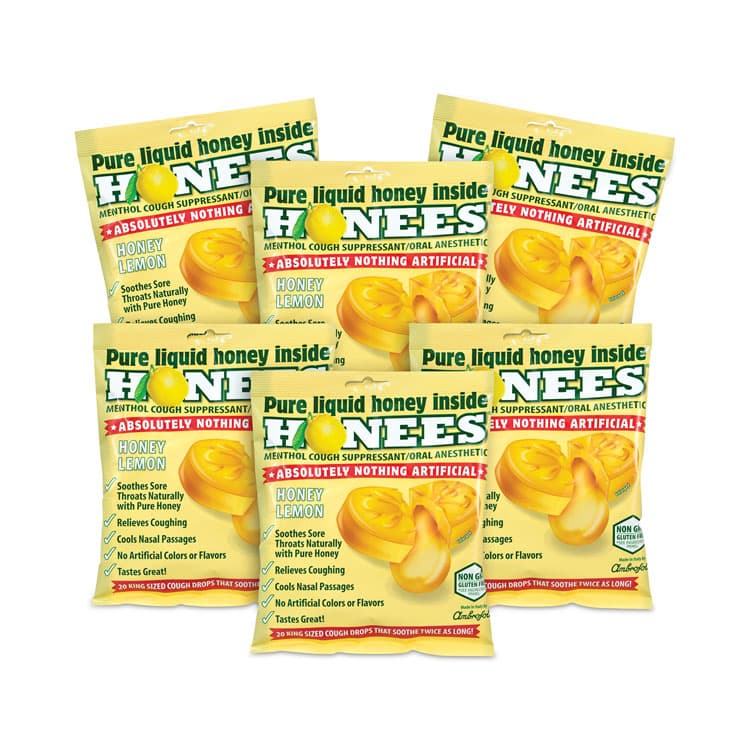 AMBROSOLI Cough Drops, Honey-Lemon, 20 per Bag, 6 Bags/Pack (GRR29300005) thumbnail 3