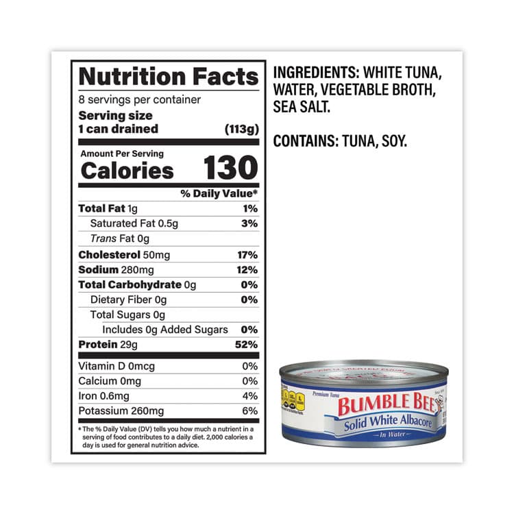 BUMBLE BEE FOODS, LLC Solid White Albacore Tuna in Water, 5 oz Can, 8/Pack (GRR22000701) thumbnail 4
