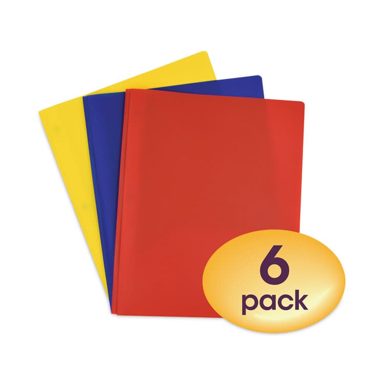 SMEAD MANUFACTURING CO. Poly Two-Pocket Folder with Fasteners, Accommodates (130) 11 x 8.5 Sheets, Assorted Colors, 6/Pack (SMD87746) thumbnail 2