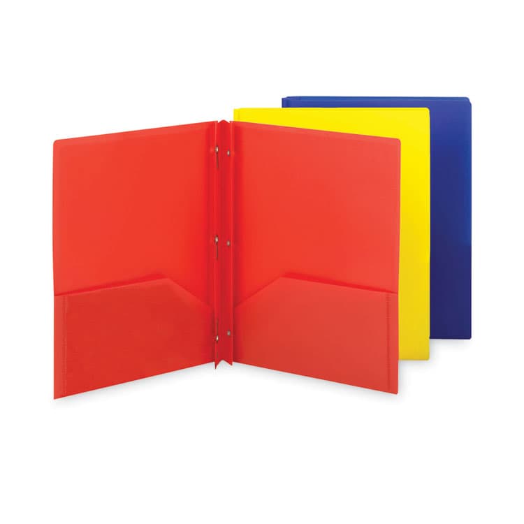SMEAD MANUFACTURING CO. Poly Two-Pocket Folder with Fasteners, Accommodates (130) 11 x 8.5 Sheets, Assorted Colors, 6/Pack (SMD87746)