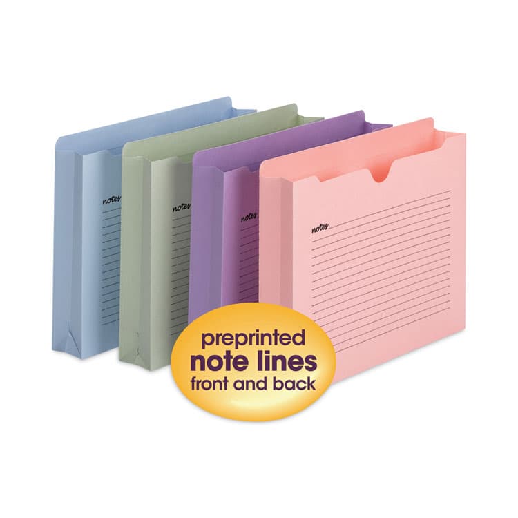 SMEAD MANUFACTURING CO. Notes File Jackets, Straight Tab, 2" Expansion, Letter Size, Assorted Colors, 12/Pack (SMD75695) thumbnail 2