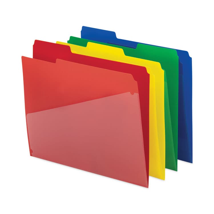 SMEAD MANUFACTURING CO. Poly Colored File Folders With Slash Pocket, 1/3-Cut Tabs: Assorted, Letter Size, 0.75" Expansion, Assorted Colors, 12/Pack (SMD10541) thumbnail 4