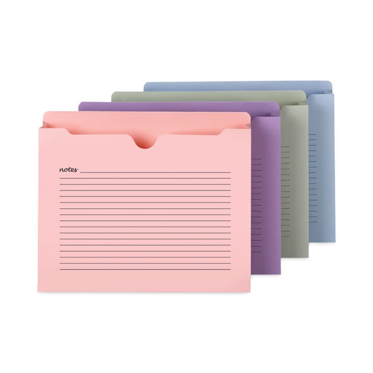 SMEAD MANUFACTURING CO. Notes File Jackets, Straight Tab, 2" Expansion, Letter Size, Assorted Colors, 12/Pack (SMD75695)