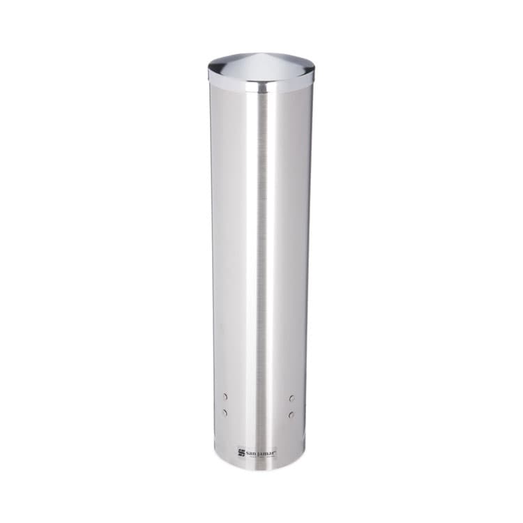 CFS BRANDS Water Cup Dispenser with Removable Cap, For 4.5 oz to 7 oz Cone and 6 oz to 12 oz Flat Cups, Stainless Steel, 6/Carton (SJMC3250SSCT)