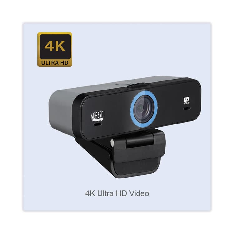 ADESSO Cybertrack K4 4K ULTRA HD Fixed Focus USB Webcam, 3840 pixels x 2160 pixels, Black (ADECYBERTRACKK4) thumbnail 2
