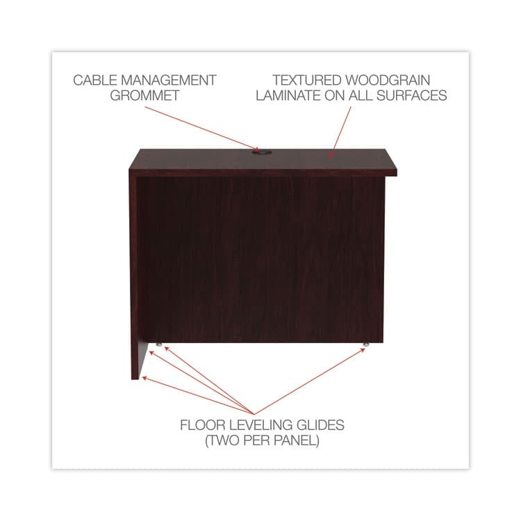 ALERA Alera Valencia Series Reversible Return/Bridge Shell, 35w x 23.63d x 29.5h, Mahogany (ALEVA353624MY) thumbnail 3