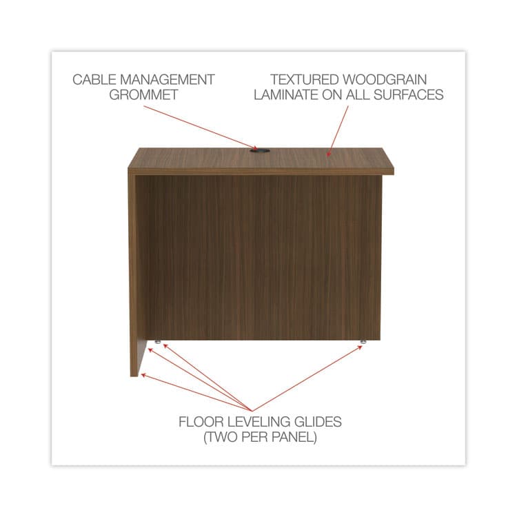 ALERA Alera Valencia Series Reversible Return/Bridge Shell, 35w x 23.63d x 29.5h, Modern Walnut (ALEVA353624WA) thumbnail 3