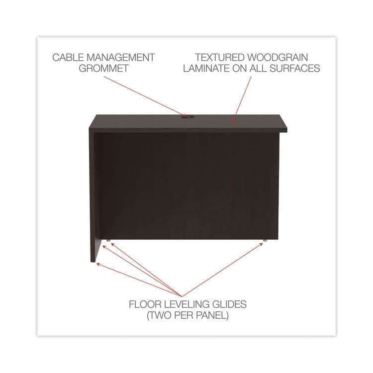 ALERA Alera Valencia Series Reversible Return/Bridge Shell, 42w x 23.63d x 29.5, Espresso (ALEVA354224ES) thumbnail 3