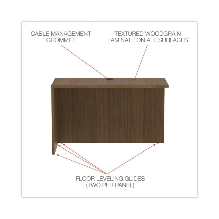ALERA Alera Valencia Series Reversible Return/Bridge Shell, 47.25w x 23.63d x 29.5h, Modern Walnut (ALEVA354824WA) thumbnail 3