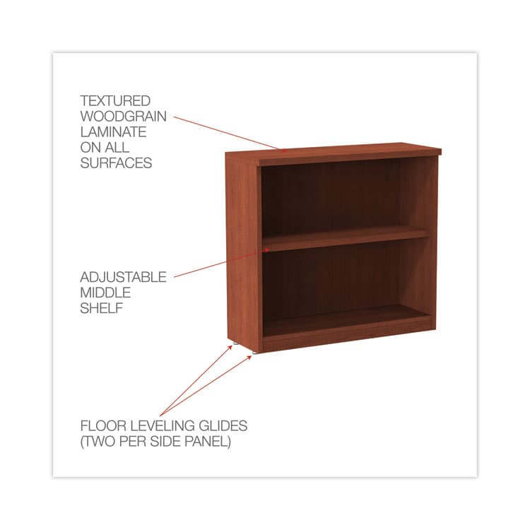 ALERA Alera Valencia Series Bookcase, Two-Shelf, 31.75w x 14d x 29.5h, Med Cherry (ALEVA633032MC) thumbnail 3