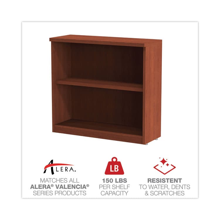 ALERA Alera Valencia Series Bookcase, Two-Shelf, 31.75w x 14d x 29.5h, Med Cherry (ALEVA633032MC) thumbnail 4