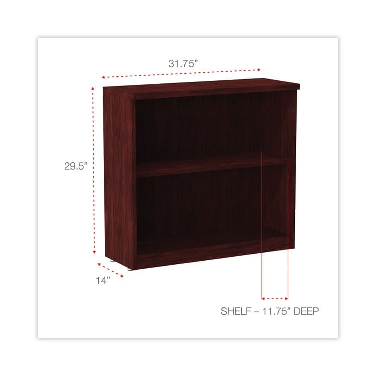 ALERA Alera Valencia Series Bookcase, Two-Shelf, 31.75w x 14d x 29.5h, Mahogany (ALEVA633032MY) thumbnail 2