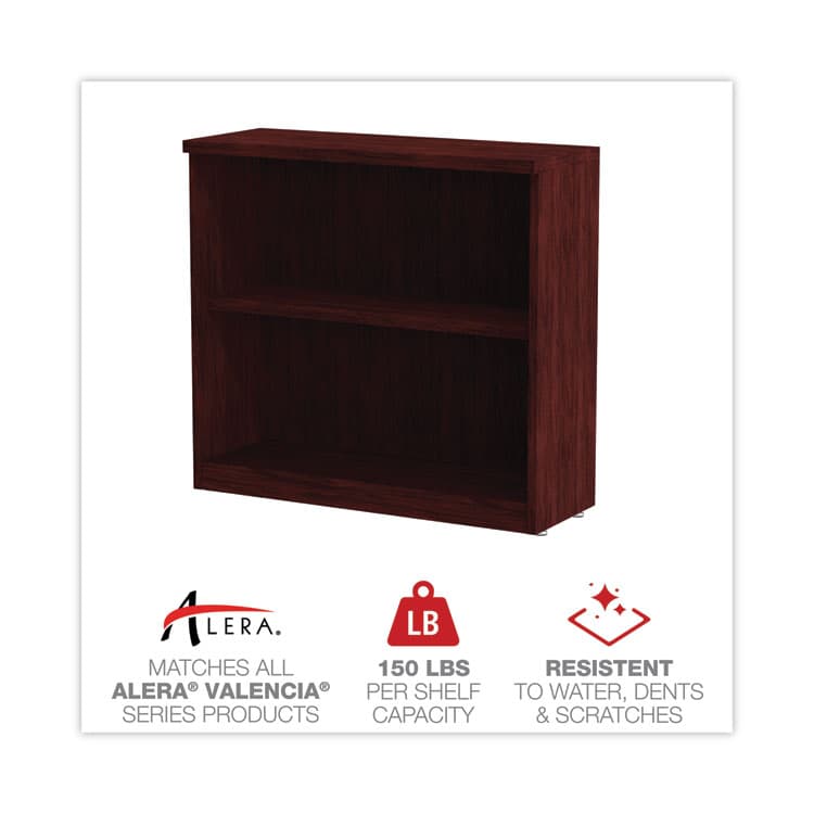 ALERA Alera Valencia Series Bookcase, Two-Shelf, 31.75w x 14d x 29.5h, Mahogany (ALEVA633032MY) thumbnail 4