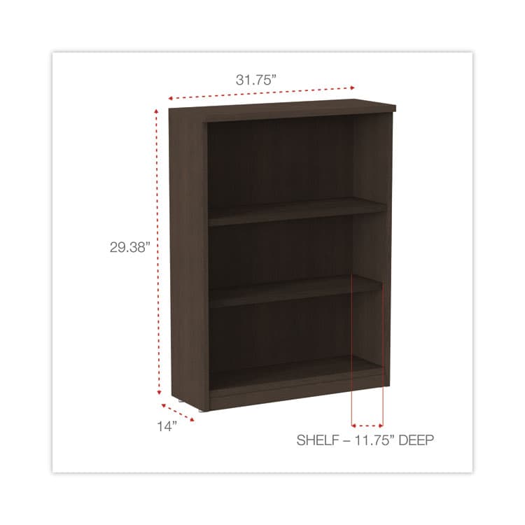 ALERA Alera Valencia Series Bookcase, Three-Shelf, 31.75w x 14d x 39.38h, Espresso (ALEVA634432ES) thumbnail 2