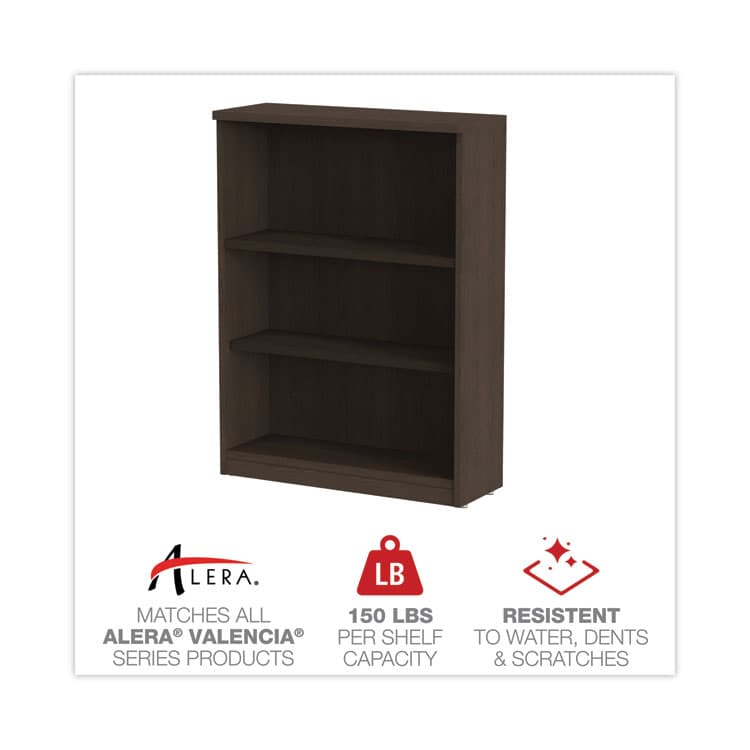 ALERA Alera Valencia Series Bookcase, Three-Shelf, 31.75w x 14d x 39.38h, Espresso (ALEVA634432ES) thumbnail 4