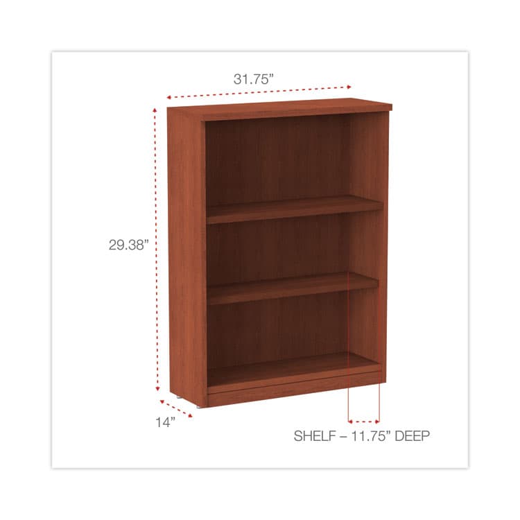 ALERA Alera Valencia Series Bookcase, Three-Shelf, 31.75w x 14d x 39.38h, Med Cherry (ALEVA634432MC) thumbnail 2