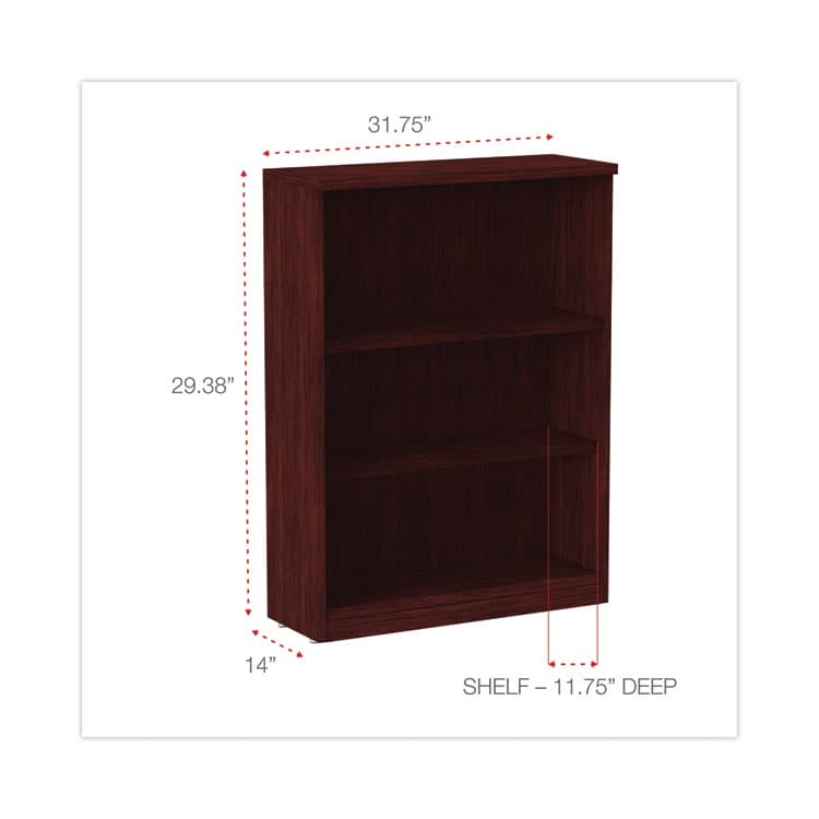 ALERA Alera Valencia Series Bookcase, Three-Shelf, 31.75w x 14d x 39.38h, Mahogany (ALEVA634432MY) thumbnail 2