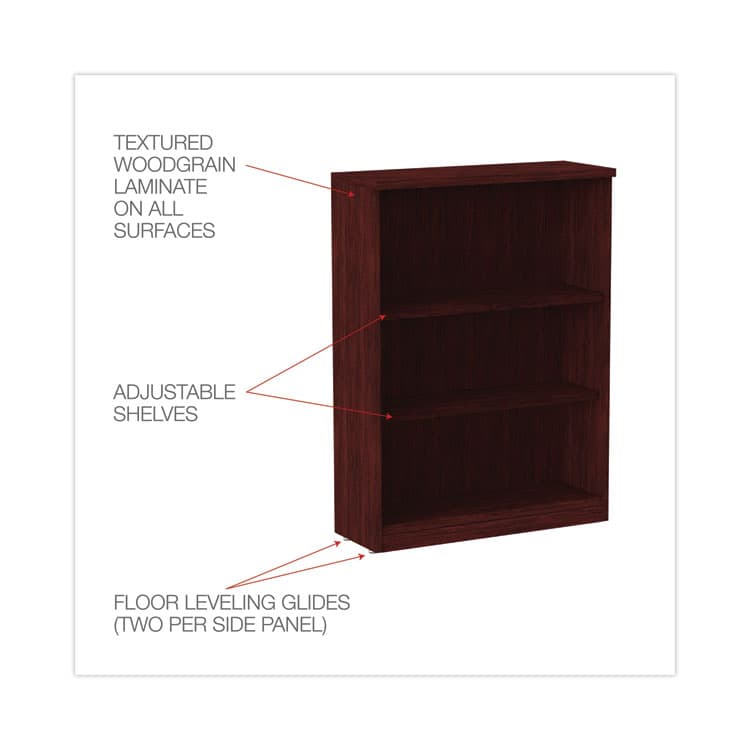 ALERA Alera Valencia Series Bookcase, Three-Shelf, 31.75w x 14d x 39.38h, Mahogany (ALEVA634432MY) thumbnail 3
