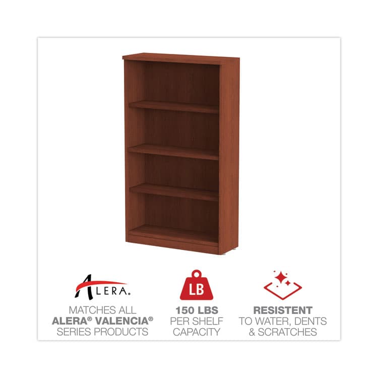 ALERA Alera Valencia Series Bookcase, Three-Shelf, 31.75w x 14d x 39.38h, Mahogany (ALEVA634432MY) thumbnail 4