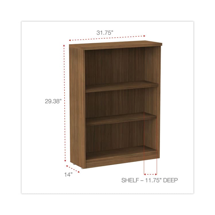 ALERA Alera Valencia Series Bookcase, Three-Shelf, 31.75w x 14d x 39.38h, Modern Walnut (ALEVA634432WA) thumbnail 2