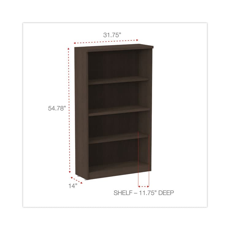 ALERA Alera Valencia Series Bookcase, Four-Shelf, 31.75w x 14d x 54.88h, Espresso (ALEVA635632ES) thumbnail 2