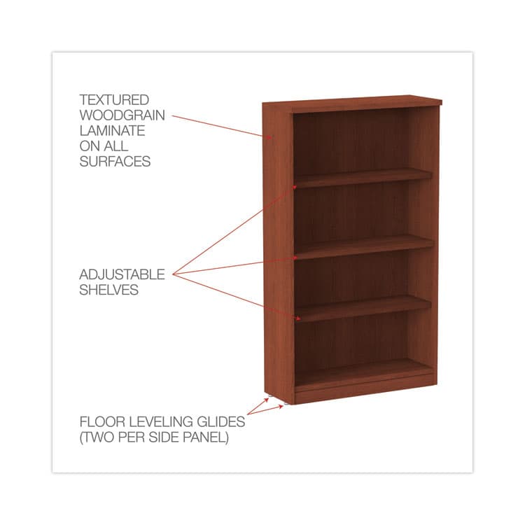 ALERA Alera Valencia Series Bookcase, Four-Shelf, 31.75w x 14d x 54.88h, Medium Cherry (ALEVA635632MC) thumbnail 3