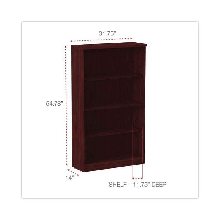 ALERA Alera Valencia Series Bookcase, Four-Shelf, 31.75w x 14d x 54.88h, Mahogany (ALEVA635632MY) thumbnail 2