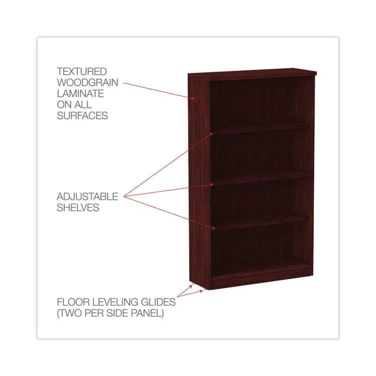 ALERA Alera Valencia Series Bookcase, Four-Shelf, 31.75w x 14d x 54.88h, Mahogany (ALEVA635632MY) thumbnail 3