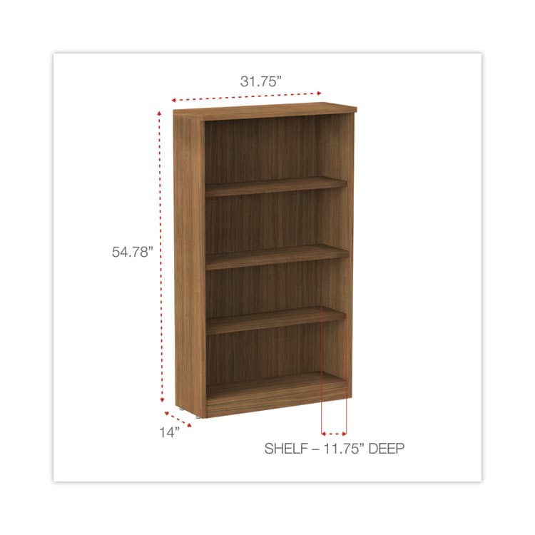 ALERA Alera Valencia Series Bookcase, Four-Shelf, 31.75w x 14d x 54.88h, Modern Walnut (ALEVA635632WA) thumbnail 2