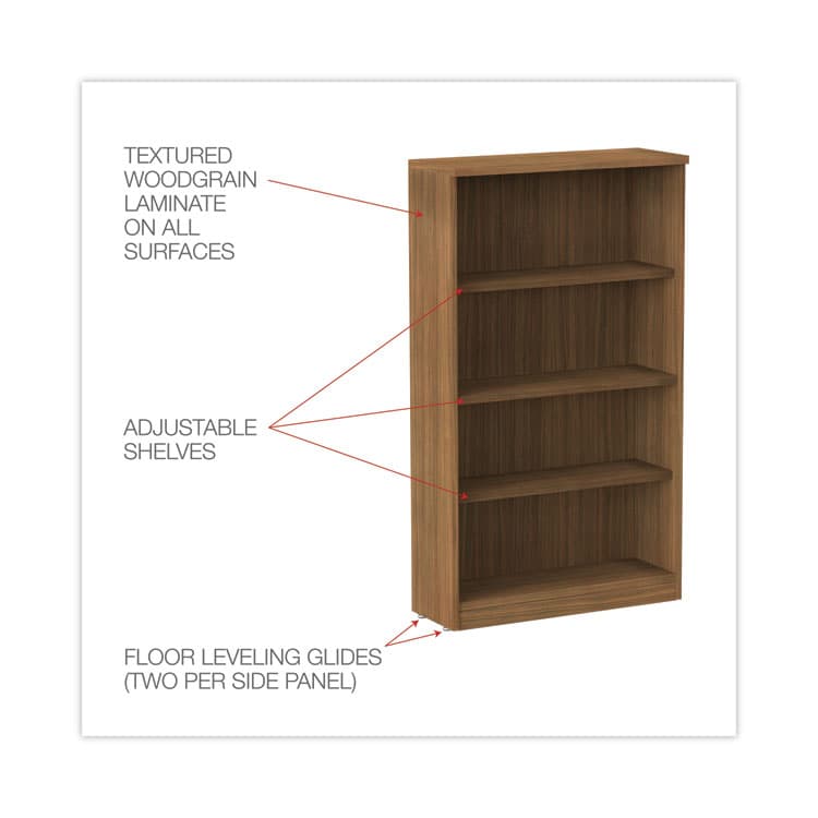 ALERA Alera Valencia Series Bookcase, Four-Shelf, 31.75w x 14d x 54.88h, Modern Walnut (ALEVA635632WA) thumbnail 3