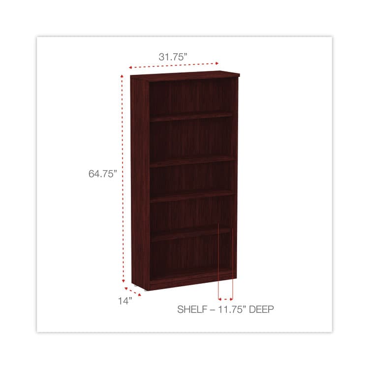 ALERA Alera Valencia Series Bookcase, Five-Shelf, 31.75w x 14d x 64.75h, Mahogany (ALEVA636632MY) thumbnail 2