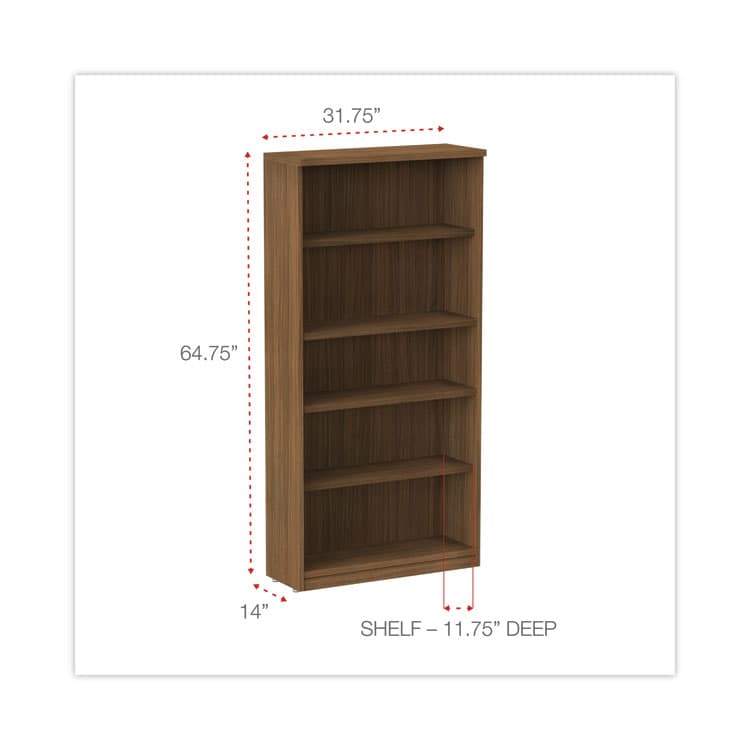 ALERA Alera Valencia Series Bookcase, Five-Shelf, 31.75w x 14d x 64.75h, Modern Walnut (ALEVA636632WA) thumbnail 2
