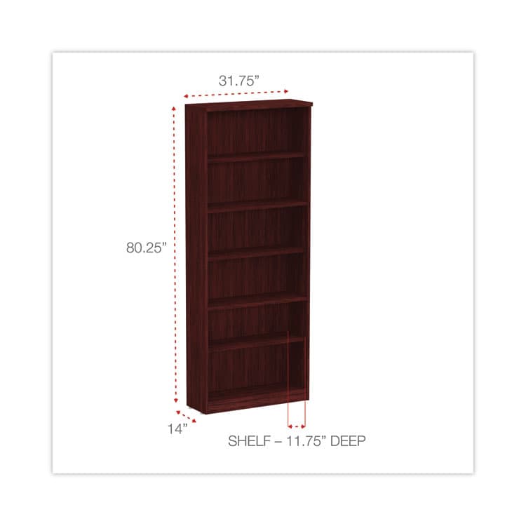 ALERA Alera Valencia Series Bookcase, Six-Shelf, 31.75w x 14d x 80.25h, Mahogany (ALEVA638232MY) thumbnail 2