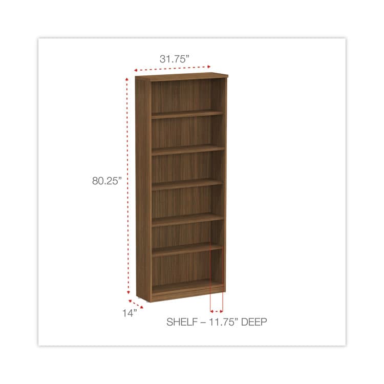 ALERA Alera Valencia Series Bookcase, Six-Shelf, 31.75w x 14d x 80.25h, Modern Walnut (ALEVA638232WA) thumbnail 2