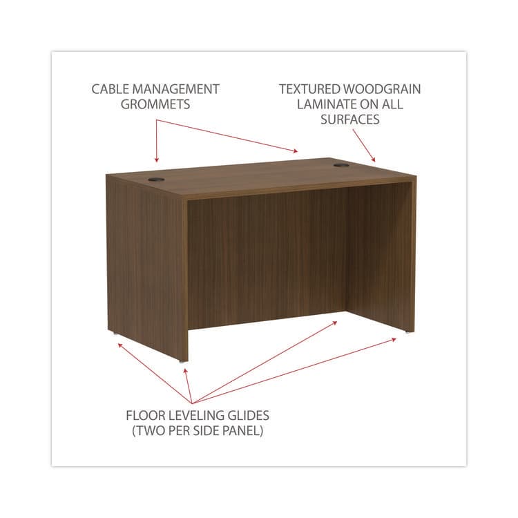 ALERA Alera Valencia Series Straight Front Desk Shell, 47.25" x 29.5" x 29.63", Modern Walnut (ALEVA214830WA) thumbnail 3