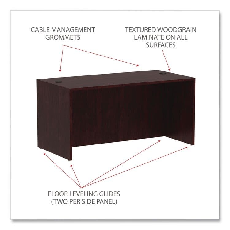 ALERA Alera Valencia Series Straight Front Desk Shell, 59.13" x 29.5" x 29.63", Mahogany (ALEVA216030MY) thumbnail 4