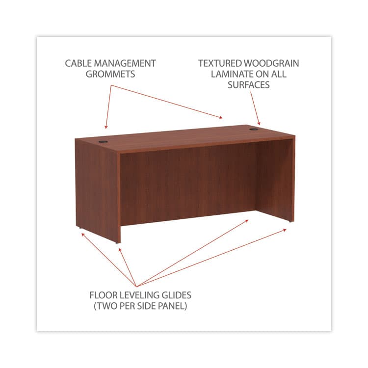 ALERA Alera Valencia Series Straight Front Desk Shell, 65" x 29.5" x 29.63", Medium Cherry (ALEVA216630MC) thumbnail 4