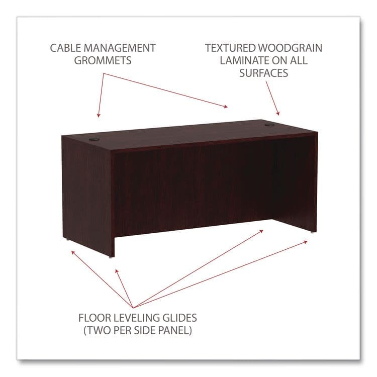 ALERA Alera Valencia Series Straight Front Desk Shell, 65" x 29.5" x 29.63", Mahogany (ALEVA216630MY) thumbnail 4
