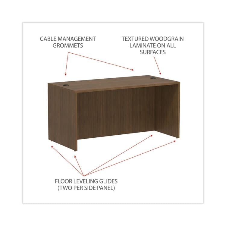 ALERA Alera Valencia Series Straight Front Desk Shell, 65" x 29.5" x 29.63", Modern Walnut (ALEVA216630WA) thumbnail 4