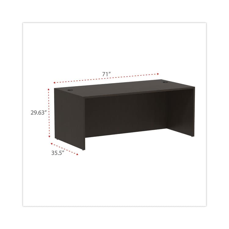 ALERA Alera Valencia Series Straight Front Desk Shell, 71" x 35.5" x 29.63", Espresso (ALEVA217236ES) thumbnail 2