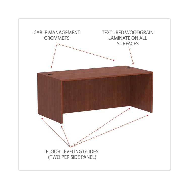 ALERA Alera Valencia Series Straight Front Desk Shell, 71" x 35.5" x 29.63", Medium Cherry (ALEVA217236MC) thumbnail 3